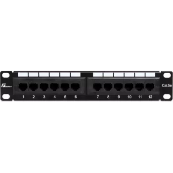 Getfort PGF-5EUTP12-B4 12-Port Cat5e UTP Patch Panel 10 inch 1U Schwarz