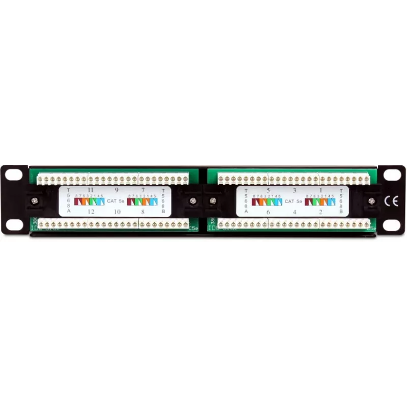 Getfort PGF-5EUTP12-B4 12-Port Cat5e UTP Patch Panel 10 inch 1U Schwarz