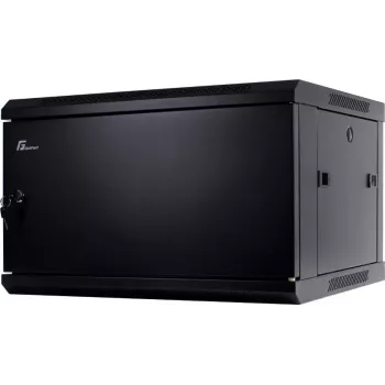 GETFORT 19 inch CALI 6U 600x450 Wandgehäuse mit massiver Stahltür - Schwarz (RAL 9004)