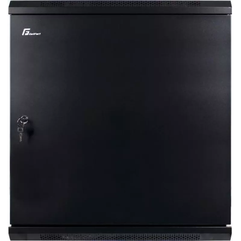 GETFORT 19 inch Wandgehäuse 12U 600x600 mm Stahltür Schwarz