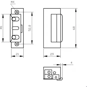 ELEKTRA-PLUS Elektro-Türöffner R4 mit interner Speicherfunktion und symmetrischem Gehäuse 12V