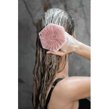 GLOV Bubble Burst 3-in-1 Silikon Körper-, Kopfhaut- & Rückenpeeling und Massagegerät - Rosarot