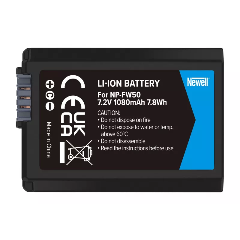Newell Ersatzakku für Sony NP-FW50, 1100mAh, 7,4V Li-Ion, Schwarz