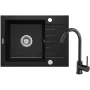 DEANTE Granite Composite 1-Bowl Kitchen Sink with Faucet and Drainer - Graphite