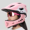ROCKBROS TT-32002 Rabbit Kinder-Konvertierhelm mit abnehmbarem Kinnschutz, Größe M (54-58 cm), Pink