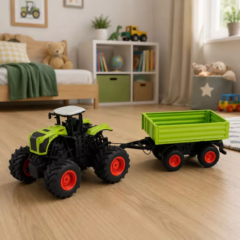 LEAN TOYS hoher Landwirtschaftstraktor mit Kippanhänger, ferngesteuert RC 1:16