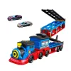 LEAN TOYS Lokomotiv-Transporter mit Autos, Schienen, Abschussrampe, Lichtern und Geräuschen