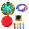 LEAN TOYS 4-in-1 Zielwurf-Geschicklichkeitsspiel mit Brett, Beuteln, Reifen, Frisbee