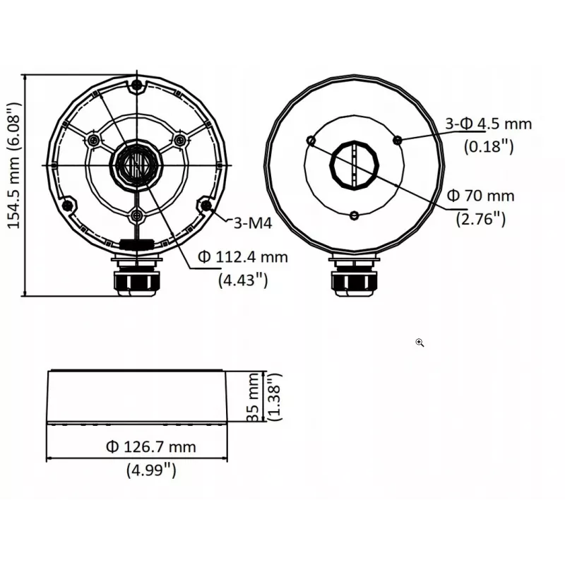 MITON MT-P1280-D8 Junction Box IP65 120x80x80mm Lichtgrau ABS