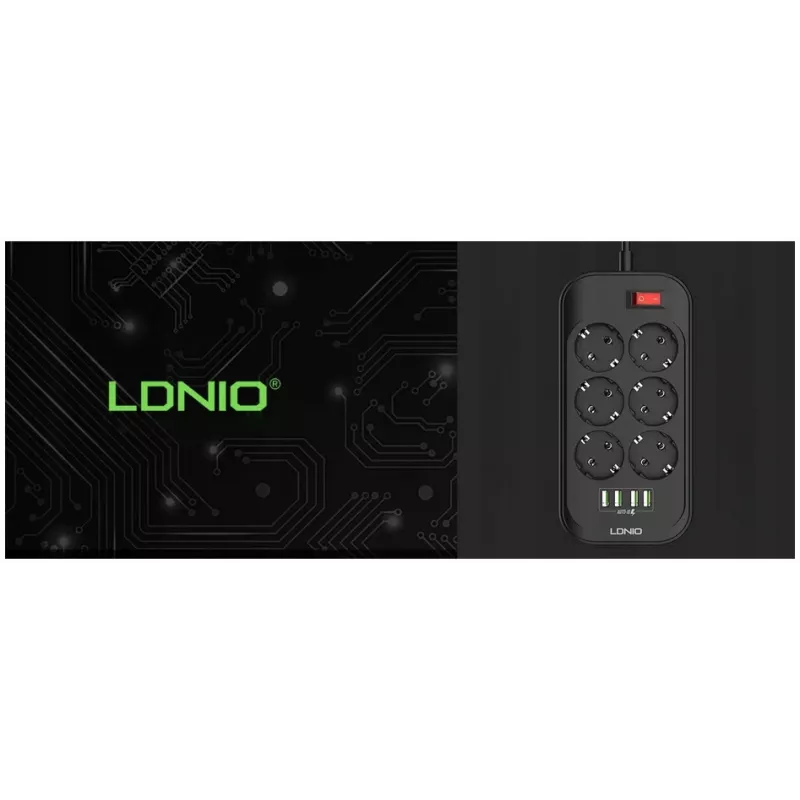 LDNIO SE6403 Steckdosenleiste, 6 Steckdosen + 4 USB
