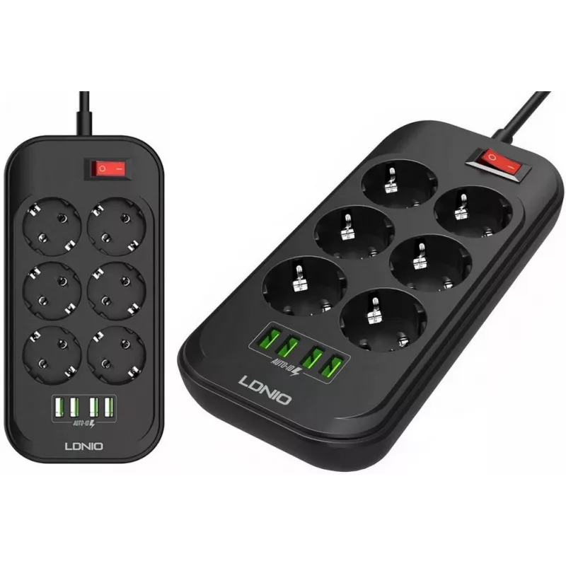 LDNIO SE6403 Steckdosenleiste, 6 Steckdosen + 4 USB