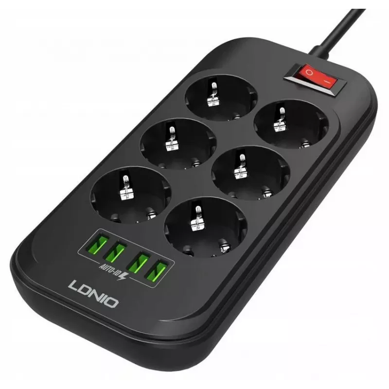 LDNIO SE6403 Steckdosenleiste, 6 Steckdosen + 4 USB