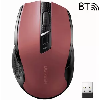 UGREEN MU006 Kabellose Optische Maus 2.4GHz / Bluetooth 5.0 4000 DPI - Rot