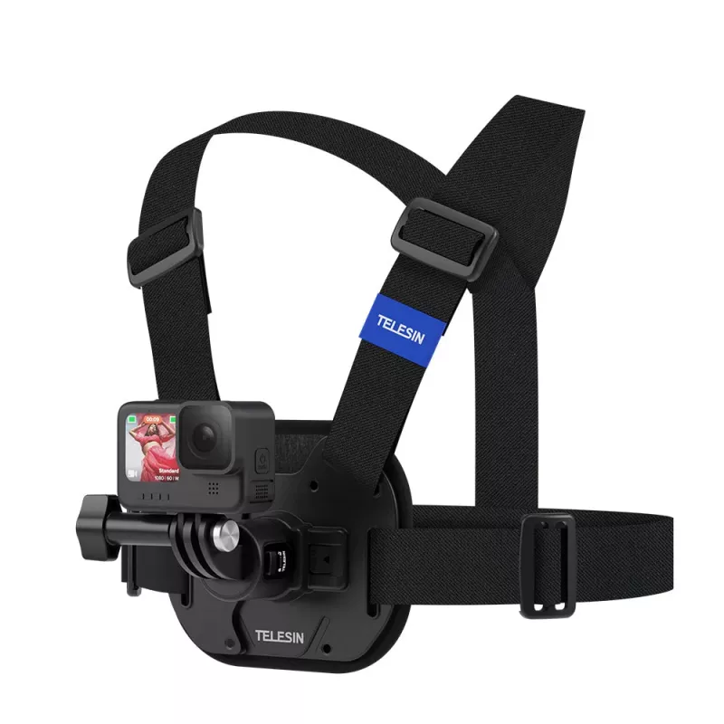 TELESIN Brustgurt-Halterung für Insta360 GoPro SJCAM DJI Xiaomi Action-Kameras - Schwarz