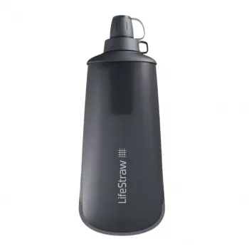 LifeStraw Peak Squeeze Filter Bottle, 1 L, Dark Grey