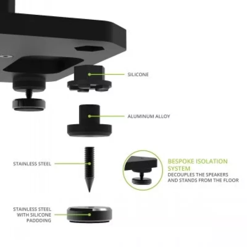 Kanto Audio 22 Tall Fillable Speaker Stands mit Isolierfüßen - Schwarz (Paar)