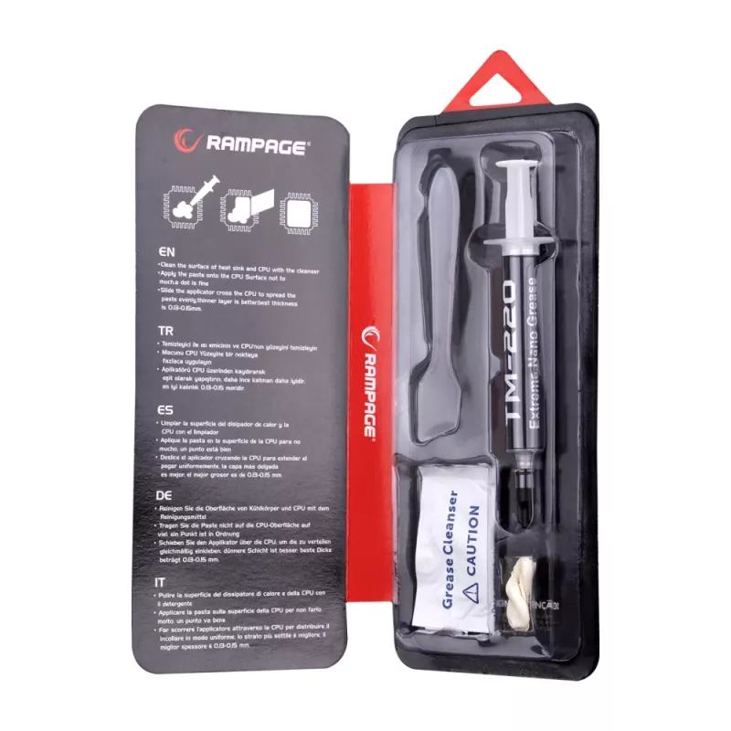 Rampage TM-220 Wärmeleitpaste 2g für CPU 11W/m.K, Spatel + IPA