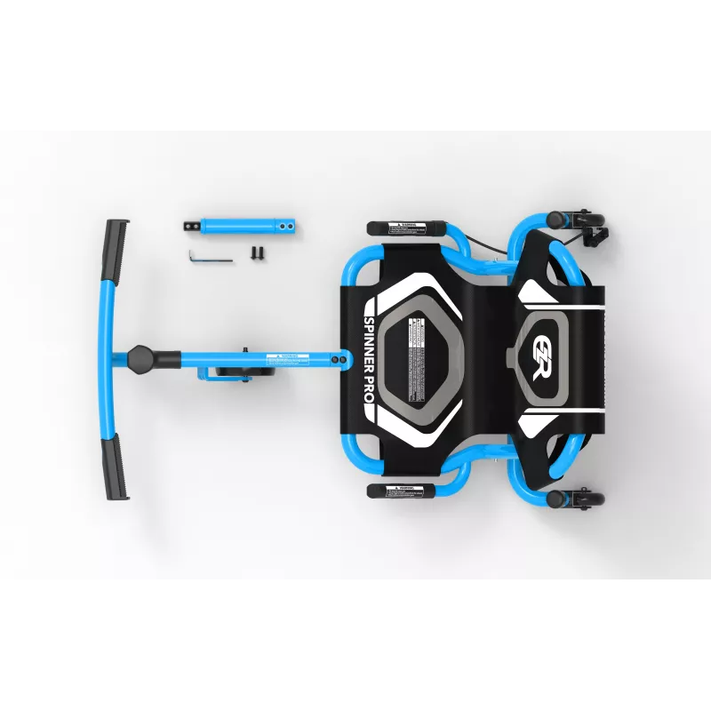 EzyRoller Spinner Pro X Fußbetriebenes Go-Kart mit 360°-Drehung, Blau, 10+ Jahre