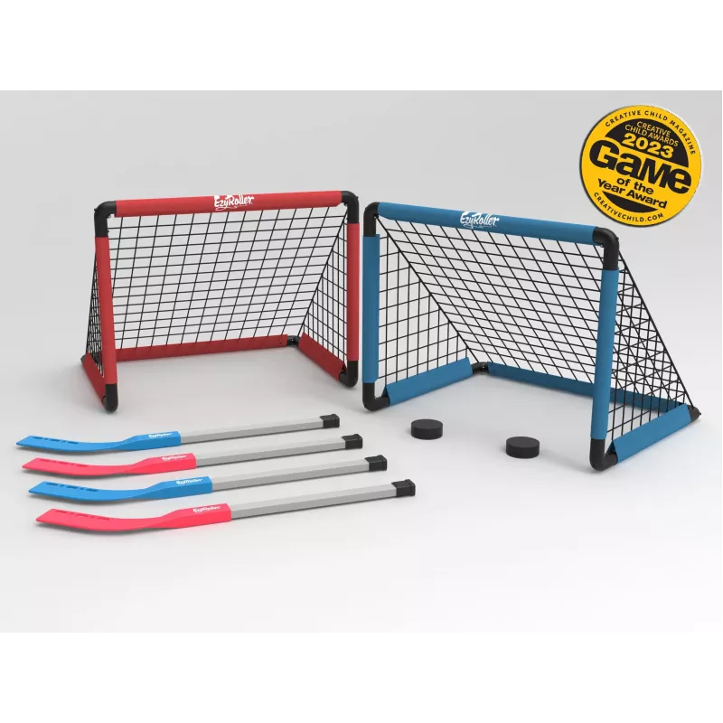 EzyRoller EZ-HOCKEY Hockey-Set für 4 Spieler (Tore, Schläger, Pucks)
