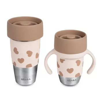 Beaba Mini & Me BigLove Edelstahl-Becherset für Mutter und Kind 360° Trainingsbecher 2-teilig