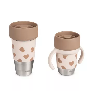 Beaba Mini & Me BigLove Edelstahl-Becherset für Mutter und Kind 360° Trainingsbecher 2-teilig