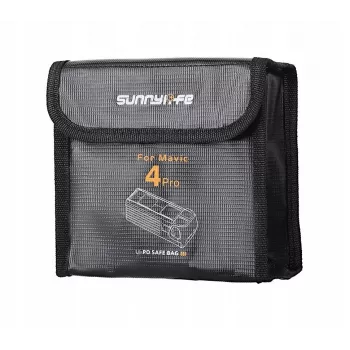 SUNNYLIFE Feuerfeste Batterie-Aufbewahrungstasche für 3x DJI Mavic 4 Pro Akkus - Schwarz