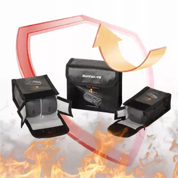 SUNNYLIFE Feuerfeste Batterie-Aufbewahrungstasche für 3x DJI Mavic 4 Pro Akkus - Schwarz