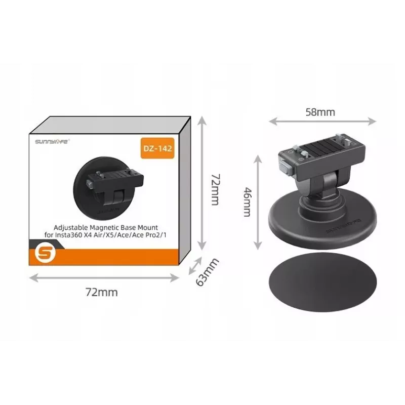 SUNNYLIFE Quick Release 1/4 Zoll Halterung + Magnetbasis für Insta360 X4 Air X5 Ace Pro 2 / DZ-142-D