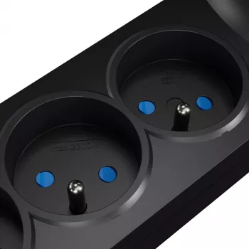 Getfort 5P 1.5m Black Surge Protected Power Strip