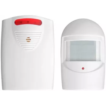 ORNO OR-MA-717 Funk-Türklingel-Set mit PIR-Bewegungssensor, 433 MHz, 80 m Reichweite, 32 Melodien, IP44 Sensor, Weiß