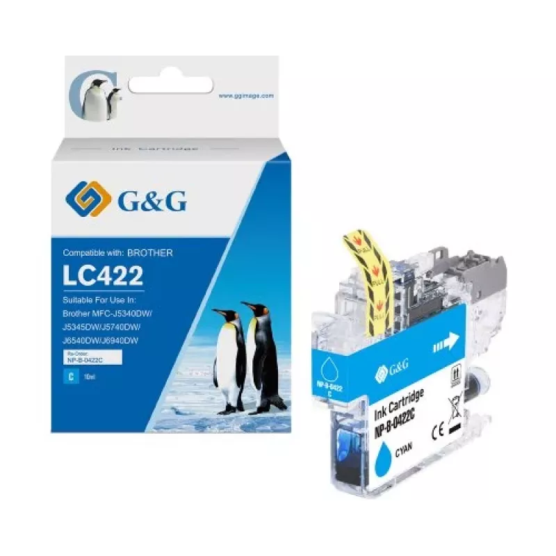 G&G Kompatible Druckerpatrone für Brother LC422C Cyan (550 Seiten)