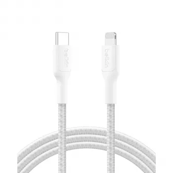 Belkin BOOSTCHARGE Geflochtenes USB-C auf Lightning Kabel 2m Weiß