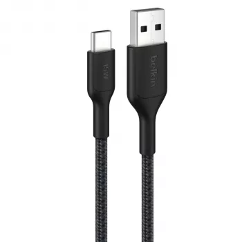 Belkin BOOSTCHARGE geflochtenes USB-C auf USB-A Kabel 2m Schwarz