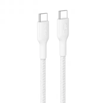 Belkin BOOSTCHARGE geflochtenes USB-C auf USB-C Kabel 60W PD 2m Weiß