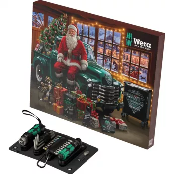 Wera 2026 Adventskalender 24-teiliges Werkzeugset mit Kraftform-Schraubendrehern, Bits, Rapidaptor-Halter und Textilbox