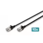 DIGITUS CAT 6A F/FTP Slim Patchkabel, 0,3 m, Schwarz, 10er-Pack, LSZH, 10 Gbit/s, 500 MHz