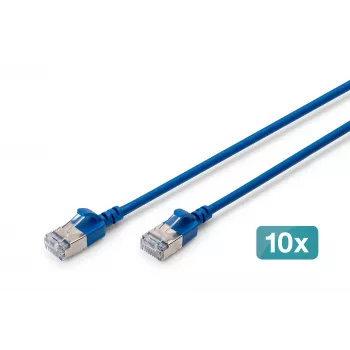 DIGITUS CAT 6A F-FTP Slim Patchkabel, 0,5 m, Blau, 10er-Pack