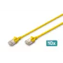 DIGITUS CAT 6A F-FTP Slim Patchkabel, 0,5 m, Gelb, 10er-Pack, LSZH, 10Gbps, 500MHz, 28AWG Kupfer, vergoldete RJ45