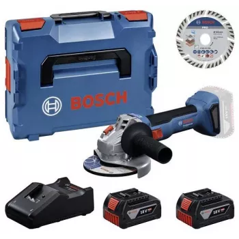 Bosch Professional GWS 18V-11 S Akku-Winkelschleifer Set mit 2x 4,0Ah Akkus, Ladegerät und L-BOXX