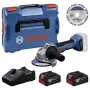 Bosch Professional GWS 18V-11 S Akku-Winkelschleifer Set mit 2x 4,0Ah Akkus, Ladegerät und L-BOXX