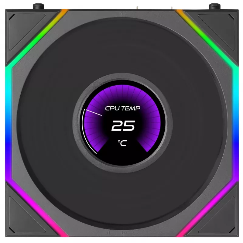 Lian Li UNI FAN TL LCD FLEX Wireless 120mm Reverse Blade ARGB PWM Lüfter mit LCD-Display - Schwarz