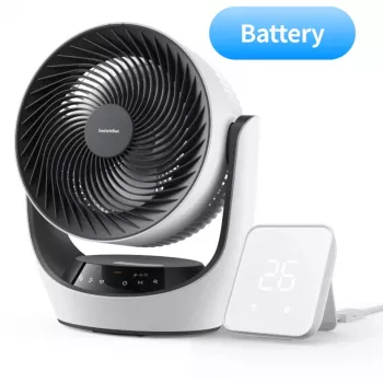 SwitchBot Akku-betriebener Smart-Zirkulationsventilator mit 100 Geschwindigkeitsstufen, 90° horizontaler und 100° vertikaler Oszillation, Bluetooth & Wi-Fi (Hub erforderlich), Weiß