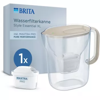 BRITA Style Essential XL Wasserfilterkanne 3,6L Weiß + MAXTRA PRO Pure Performance Sand