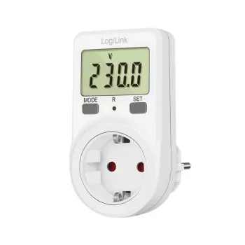 LogiLink Energiekostenmessgerät, 1,5 inch LCD-Display, Einzeltarif, Schuko-Stecker, Weiß