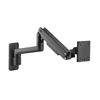 LogiLink BP0169 Monitorarm mit Gasfeder aus Aluminium für 17–49 inch Displays bis 20 kg, Tischklemme & Grommet, Vollbeweglich, Schwarz