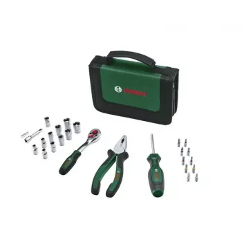 Bosch Starter Werkzeugset, 26-teilig (Grün/Schwarz, mit Textil-Reißverschlussetui)