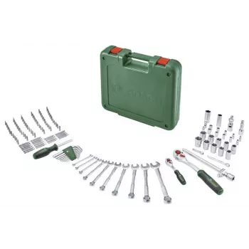 BOSCH POWERTOOLS 134-teiliges DIY-Werkzeugset im grünen Koffer mit Handwerkzeugen, Bits, Befestigungsmaterial und Zubehör