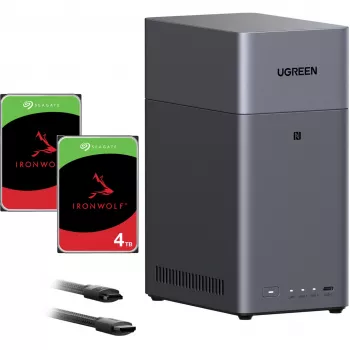 UGREEN DH2300 Bundle mit 2x Seagate IronWolf NAS 4TB CMR (Schwarz)