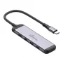 MEDIARANGE MRCS512 USB-C-Hub 4-Port 3x USB-C 3.2 Gen 1 + 1x PD 100W Silber
