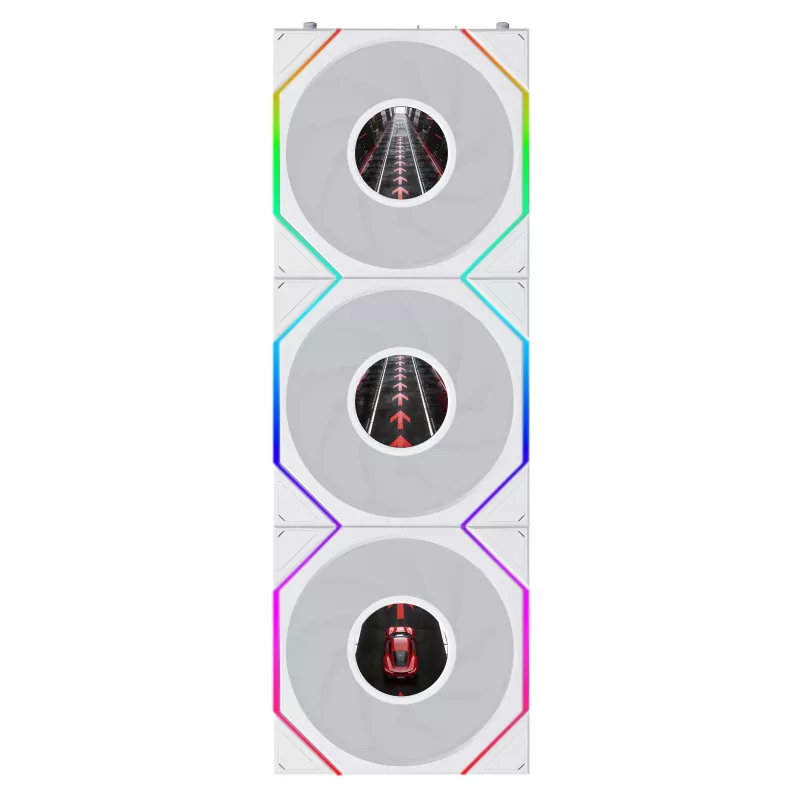 Lian Li UNI FAN TL120 LCD FLEX Wireless ARGB 120mm PWM Gehäuselüfter 3er-Pack Weiß